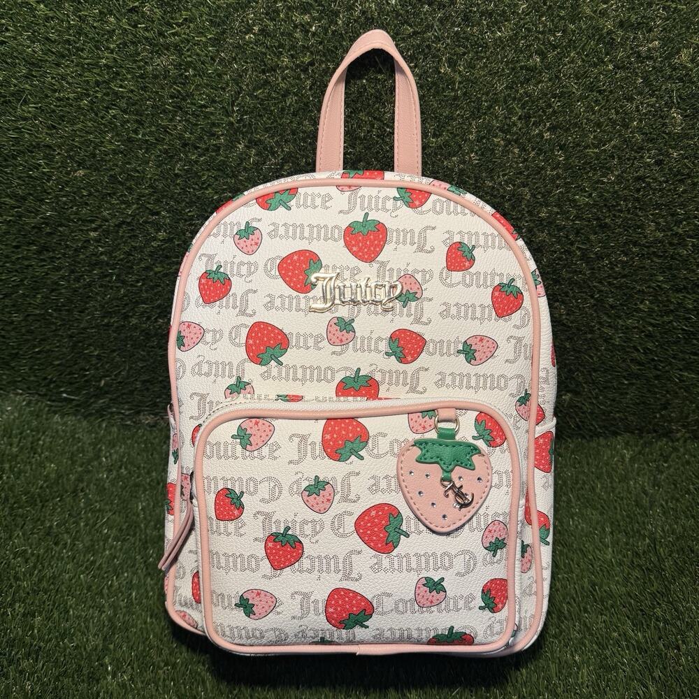 Juicy Couture Freshly Picked Strawberry Mini Backpack Pecan Pink NWT